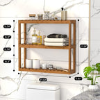 Domax Bamboo Bathroom Shelf 3-Tier Wall Mount Storage Rack Multifunctional - Image 3