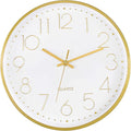 Foxtop Gold Wall Clock 12 Inch Silent Non-Ticking Battery Operated Round Quartz by Foxtop