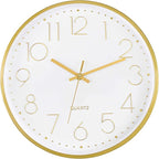Foxtop Gold Wall Clock 12 Inch Silent Non-Ticking Battery Operated Round Quartz by Foxtop