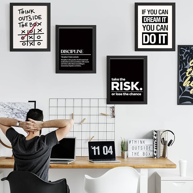DSHFG Inspirational Office Motivational Wall Art Decor Prints Set of 4 - Image 3