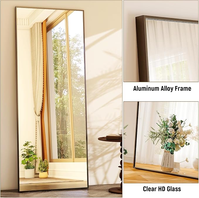 GLSLAND 64"x21" Full Length Mirror Full Body Mirror Freestanding Hanging or - Image 4