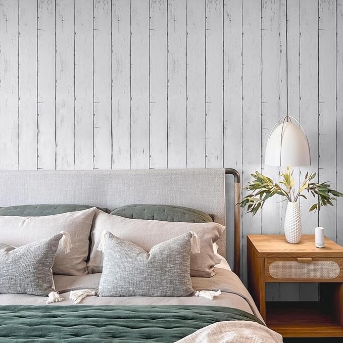 Wood Contact Paper White Gray 17.7"X 275"Thickened Peel and Stick Wallpaper - Image 7