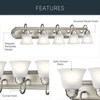 Kichler 30" 4-Light Vanity Bath Light in Brushed Nickel, Modern Bathroom Light - Image 8