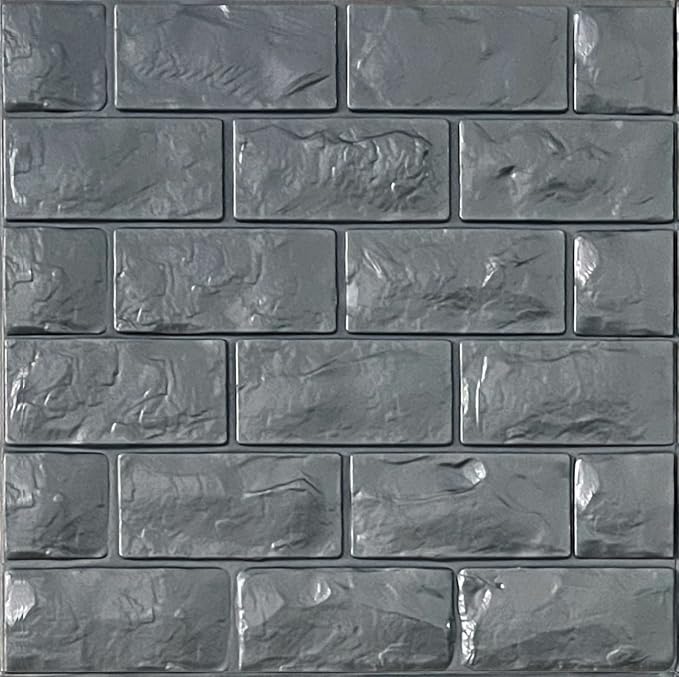 3D Wall Panels Peel and Stick 30PCS Gray Foam Brick Wallpaper by YULI3DH