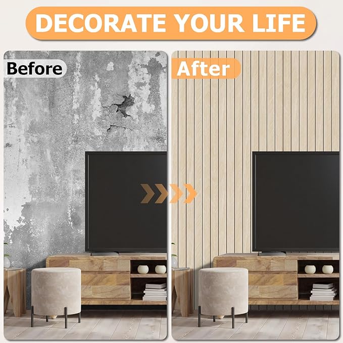 Arthome Peel and Stick Slat Wall Panels 15.7 "x400, Self-Adhesive PVC Wood - Image 7