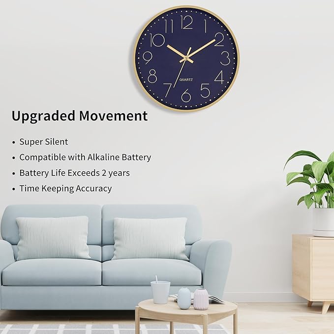 Foxtop Modern Wall Clock 12 Inch Silent Non-Ticking Battery Operated Round - Image 3