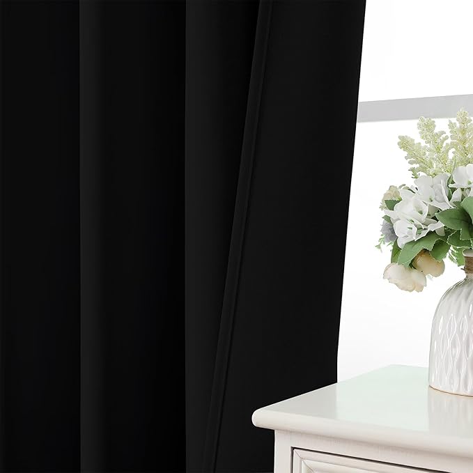 CUCRAF Black Blackout Curtains 54 inch Length 2 Panels Set, Rod Pocket Room - Image 6