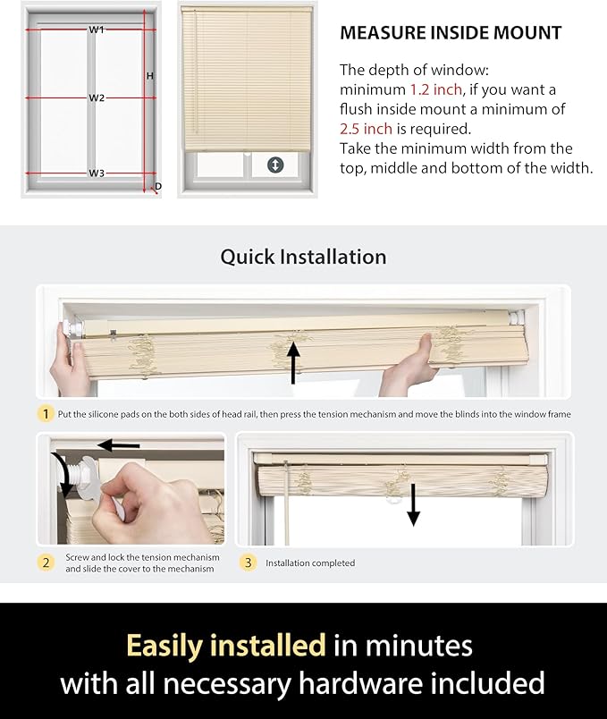 UNISHADES No Drill Blinds for Windows 1" Vinyl L-Shaped Slats Cordless Mini - Image 6