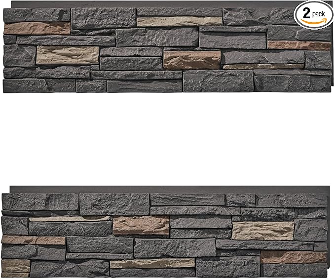 Faux Stone Wall Panels 2-Pack PU Stone Veneer Siding, Mortarless 46.25x12.88 by Wallwell