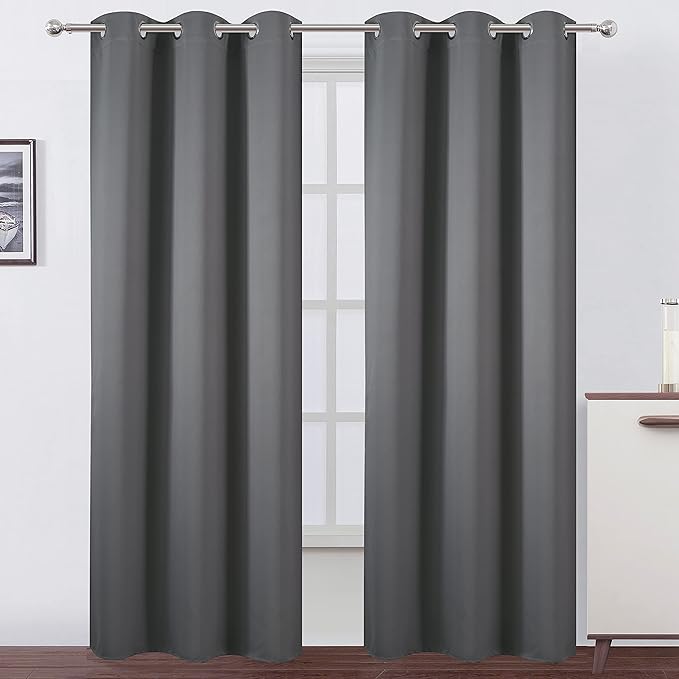 LEMOMO Grey Thermal Blackout Curtains/38 x 84 Inch/Set of 2 Panels Room by Lemomo