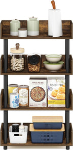 Furinno Turn-N-Tube 4-Tier Toolless Display Rack, Amber Pine/Black - Image 4