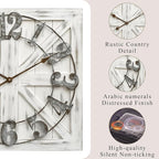 EMAX HOME Large Farmhouse Wall Clock – 24 Inch White Square Rustic Wooden Clock - Image 4