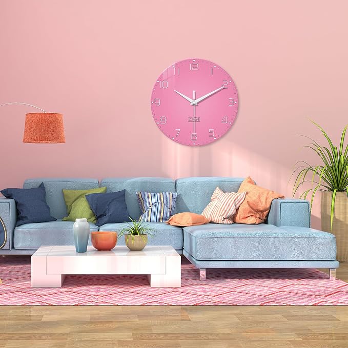 XNM Decorative Wall Clocks for Living Room Girls Pink Large Wall Clocks Battery - Image 5