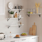 DINZI LVJ Long Wall Shelves, 24 Inch White Floating Shelves Set of 2, - Image 4