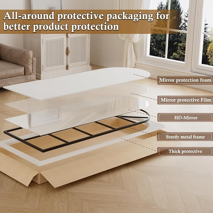Floor Full Length Mirror, Oversize Wall Full Body Mirrors, No Stand - Image 8
