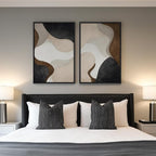 Large Framed Neutral Abstract Minimalist Wall Art Set of 2, Modern Canvas - Image 2