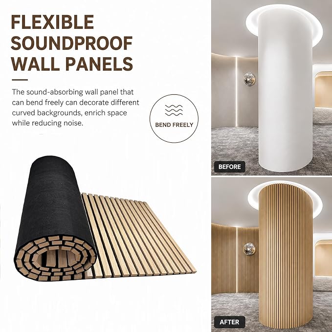 94.5 x 23.6 in Acoustic Wood Wall Panels, 3D Flexible Soundproof Wall Panels - Image 6