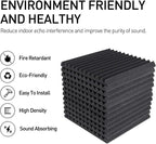 Focusound 24 Pack Black Grey Acoustic Foam Panels 1" x 12" x 12" Sound Proof - Image 3