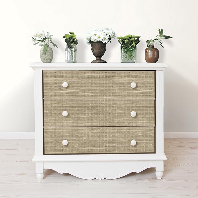 NuWallpaper Neutral Grasscloth Peel and Stick Wallpaper, Textured Removable - Image 6