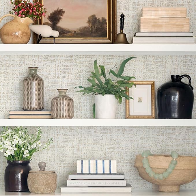 Beige Grasscloth Peel and Stick Wallpaper Beige Contact Paper - Image 5