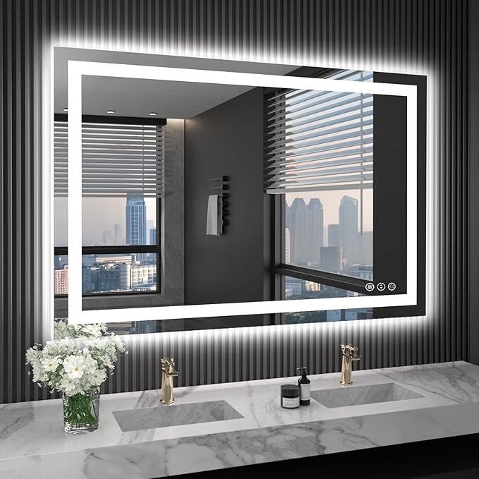 LOAAO 48X32 LED Bathroom Mirror by LOAAO