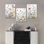 KISSFOX Framed Colorful Wildflower Canvas Wall Art Set Of 3 Flowers Pictures - Image 5