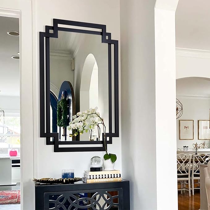 Black Decorative Mirror for Wall Decor, Contemporary Bathroom Mirror Above Sink by AutdotWallMirrors