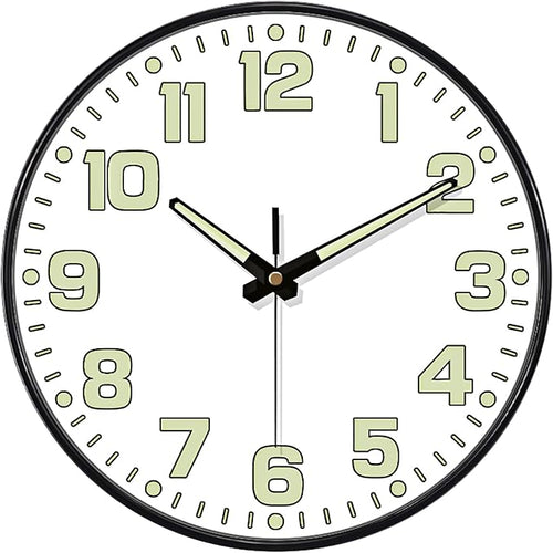 12 Inch Silent Wall Clocks Battery Operated, Glow in The Dark Wall Clock by MABPEDO