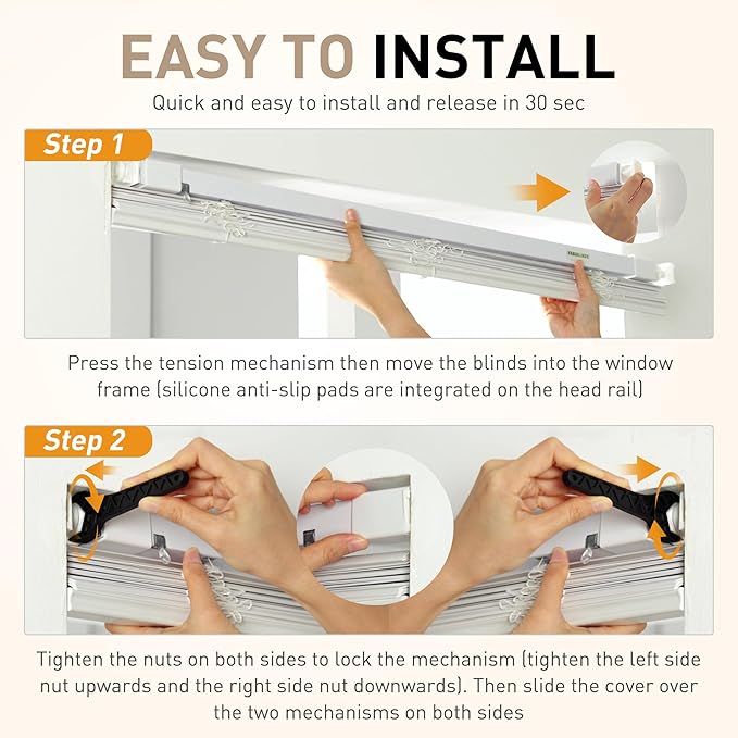 No Drill No Tool 1" Vinyl Mini Blinds, Light Filtering Horizontal Window Blinds - Image 5
