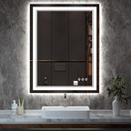 LED Mirror, 28x36 Inch Gradient Front and Backlight Lighted Mirror, 3 Colors by VanPokins-GlobalHighEndLEDBathroomMirrorBrand