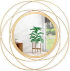 Large Round Mirror with Iron Metal Wire Frame Wall-Mounted Mirror by HLFMVWE