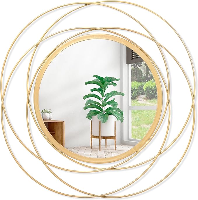 Gold Wall Mirror Mounted Round Decorative Mirrors by HLFMVWE