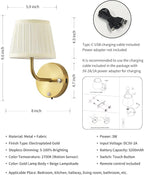 PUSU Motion Sensor Gold H9.6 inch Small Wall Sconces Set of 2, LED Cordless - Image 5