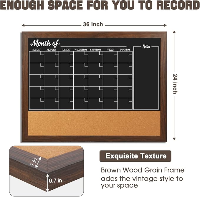 4 THOUGHT Chalkboard Calendar Corkboard Combo - Image 4