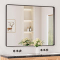 Keonjinn Black Bathroom Mirror for Over Sink, 48” x 36” Large Matte Black by Keonjinn
