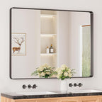 Keonjinn Black Bathroom Mirror for Over Sink, 48” x 36” Large Matte Black by Keonjinn
