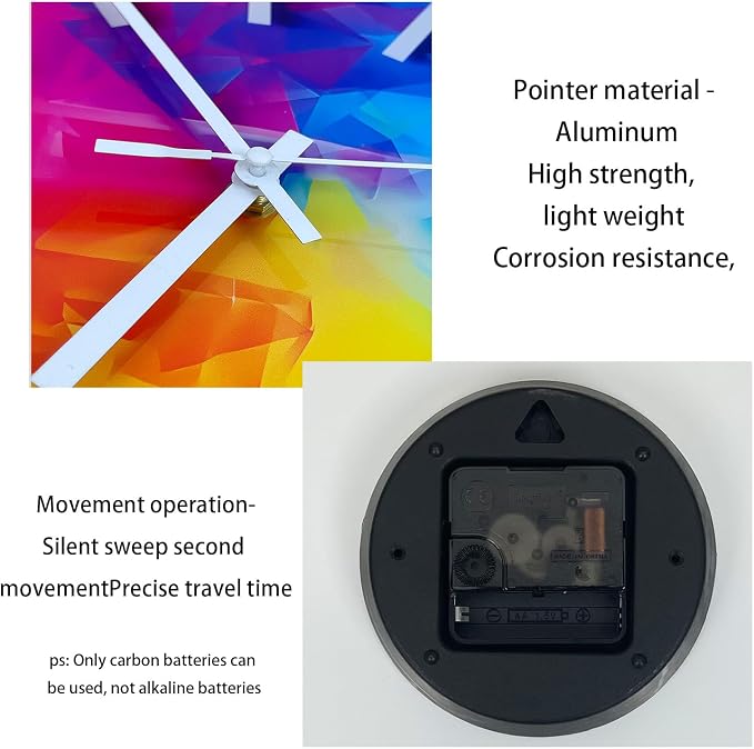 Square Glass Wall Clock Silent Analog Wall Clocks Battery Operated 12 Inch - Image 7