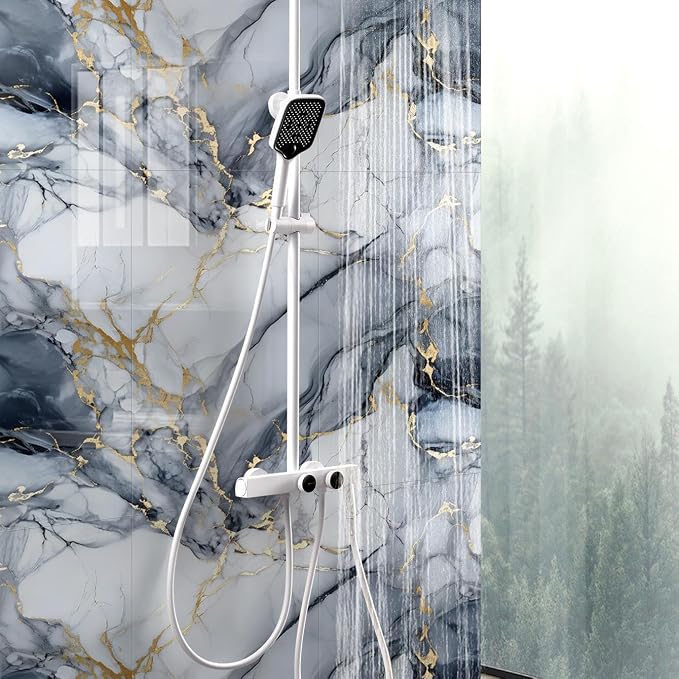 10pcs Thick Marble Peel and Stick Waterproof Wall Panels, Heat-Resistant - Image 2