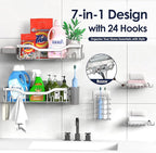 NESOMI Shower Caddy Adhesive Shower Organizer 7-Pack, Rustproof Stainless Steel - Image 4
