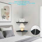 Corner Wall Shelves Set of 2, Rustic Wood Corner Floating Shelves - Image 3