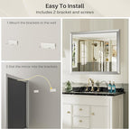 72x32 Inch Brushed Silver Bathroom Mirror - Image 6