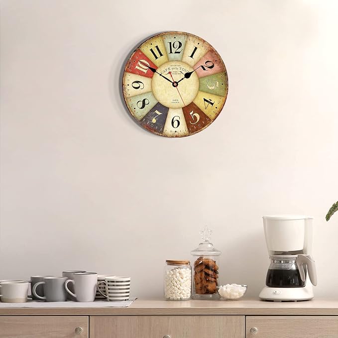 VIKMARI 8 Inch Silent Non-Ticking Wall Clock Arabic Numerals Retro Clocks - Image 4