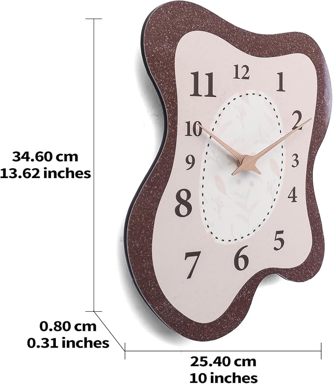 Mid Century Retro Irregular Shape Wall Clock, Silent Non-Ticking Battery - Image 4