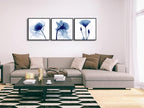 Wieco Art Framed Wall Art Blue Abstract Flowers 3 Panels Canvas Prints Home Art - Image 4