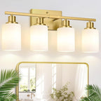 Indoi 4-Light Bathroom Light Fixtures, Brushed Gold Vanity Lights by Indoibrightenyourbathroom