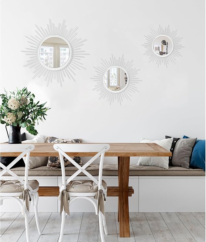 Mirrors for Wall Sunburst Decor Art Mirror Bohemian Home Round Modern Metal - Image 6