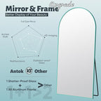 Antok 58" x18” Arched Full Length Floor Mirror, Free Standing/Wall Mount/Leaning - Image 5