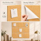 Large Cork Boards for Walls – 36" x 24" Self Adhesive Felt Wall Tiles - Image 4