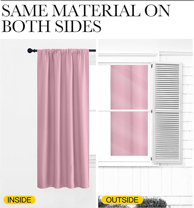 NICETOWN Window Curtains Blackout Drapes, Rouge Pink, 1 Pair, 52 by 84-Inch - Image 5