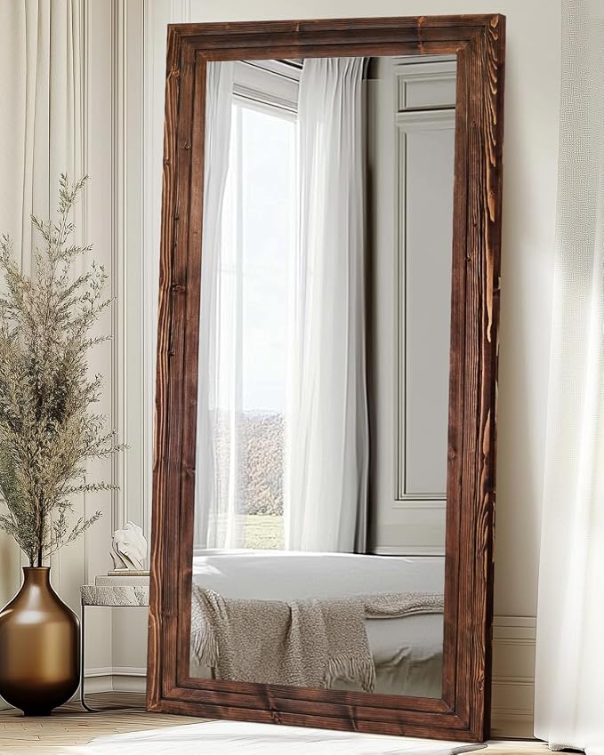 Full Length Mirror 76"x34" Solid Wood Frame Floor Large Mirror - Image 4